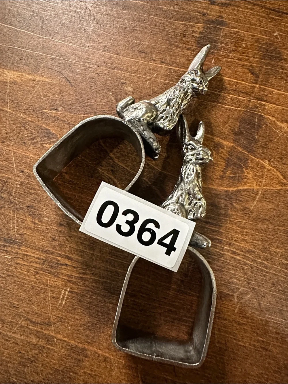 Set of 2 Silver Tone Bunny Napkin Rings Easter Spring Garden Party
